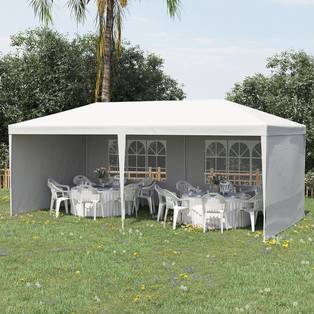 5.83x2.95m Folding Garden Tent for Parties and Events with Removable Panels, White - Borge' Group Limited