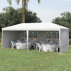 5.83x2.95m Folding Garden Tent for Parties and Events with Removable Panels, White - Borge' Group Limited
