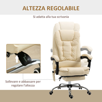 Ergonomic massant armchair winner at adjustable height with 6 vibrant points, 65x160x104 cm, cream - Borgè