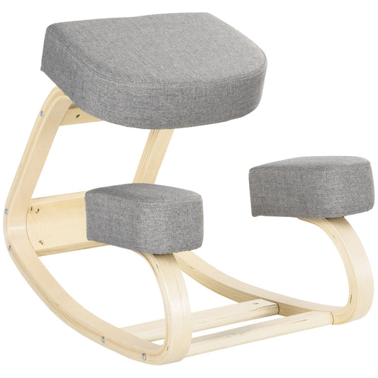 Vatter Ergonomic Postural Herry in Birch Wood and Fullet Cushion and Polyester, 51x69x58cm, Grey - Borgè