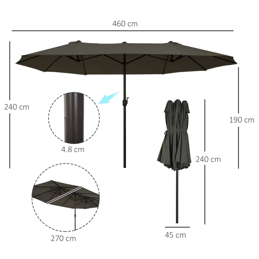 Grey Double Garden Umbrella | 4.6 x 2.4m - Borge' Group Limited