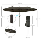 Grey Double Garden Umbrella | 4.6 x 2.4m - Borge' Group Limited