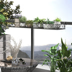 Outdoor Planter Pot Holder with Hooks for Balcony Railing in Metal, 100x31x12cm, Black - Borge' Group Limited