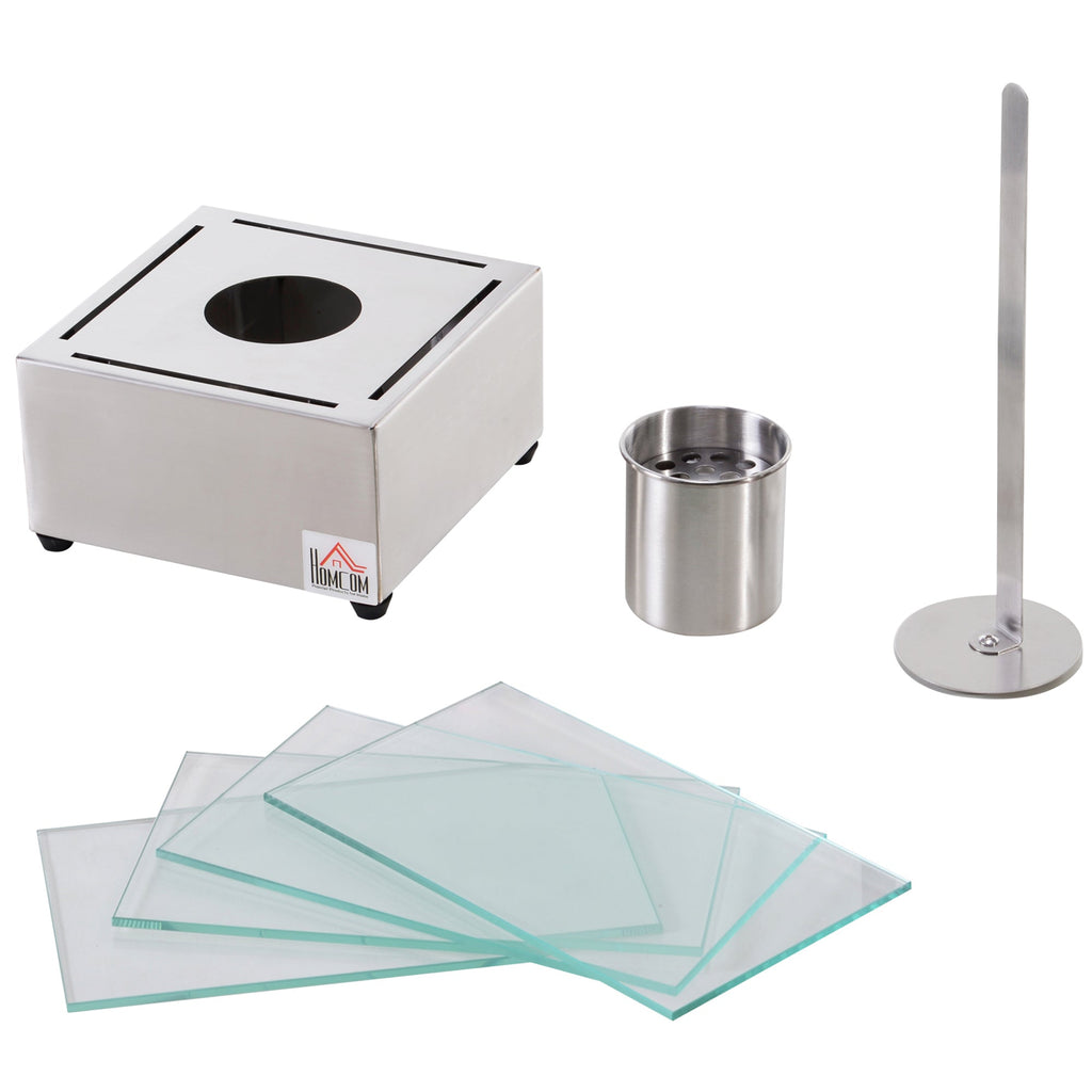 Homcom Biocamino in steel and glass for interior and exterior - gray - Borgè