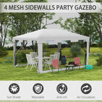 Outsunny Garden Gazebo 4x3 m folding with mosquito net and 2 inputs, in metal and PE, black and white - Borgè