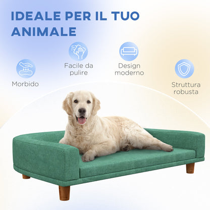 PAWHUT Sofa for large dogs with raised legs and removable cushion, 98x67x25 cm, light green