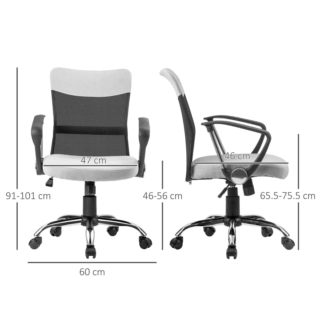 Vash office armchair in Grey fabric, swivel and ergonomic chair for desk - Borgè
