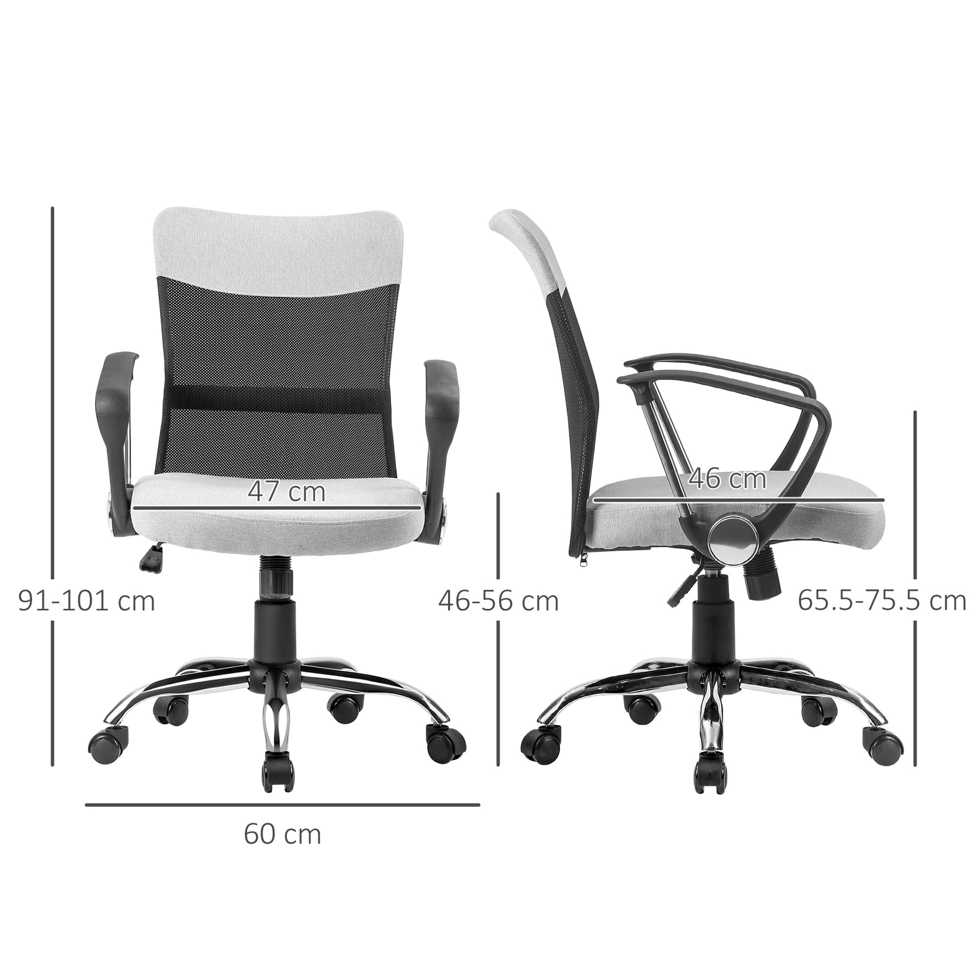 Vash office armchair in Grey fabric, swivel and ergonomic chair for desk - Borgè