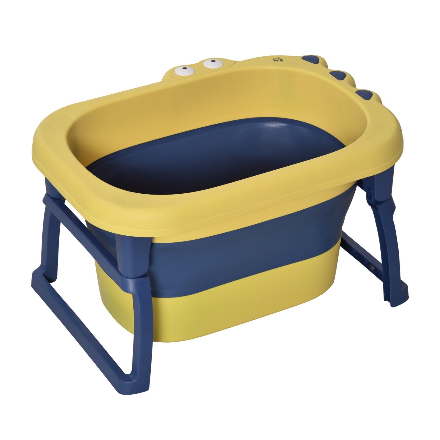 Folding bath tray for babies and children aged 0-6, in non-slip plastic, blue and yellow, 75.3x55.4x43cm - Borgè