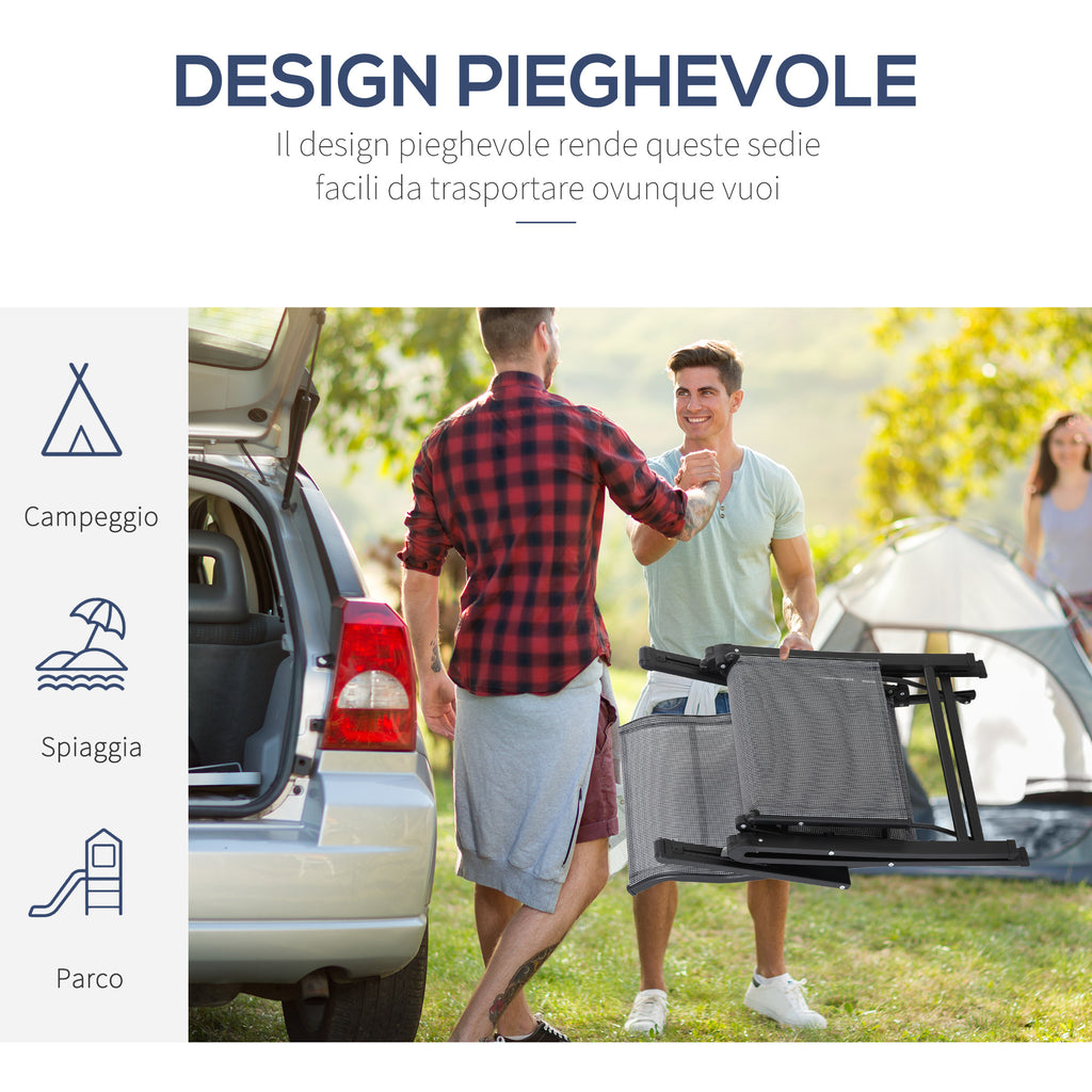 Outsunny Garden Chair Zero Garden Folding Gravity and reclining at 9 levels with lumbar cushion, gray - Borgè