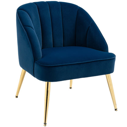 Camera Armchair Velvet with golden steel legs, 65x64x77cm dark blue - Borgè