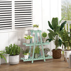 3-Tier Indoor Outdoor Fir Wood Plant Stand, 76x26x76cm, Light Green - Borge' Group Limited