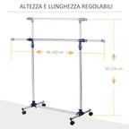 spreader hanger in adjustable width and height with stainless steel wheels 160 x 170cm - Borgè