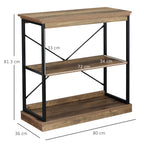 shelf industrial style bookcase Multiuse wood and metal - brown/black - Borgè