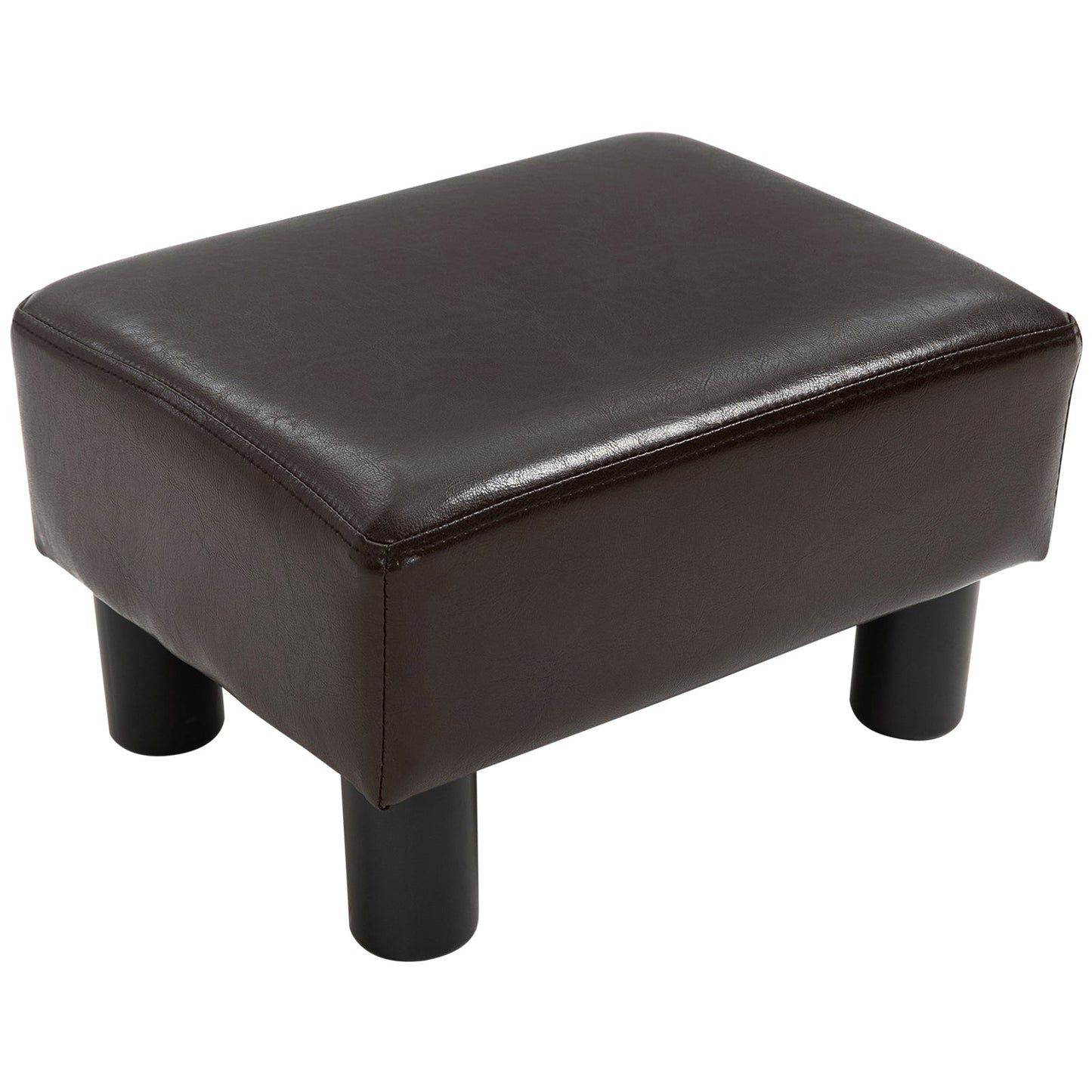 Brown Padded Pouf, Rectangular with Eco leather footrest | 40x30x24 cm