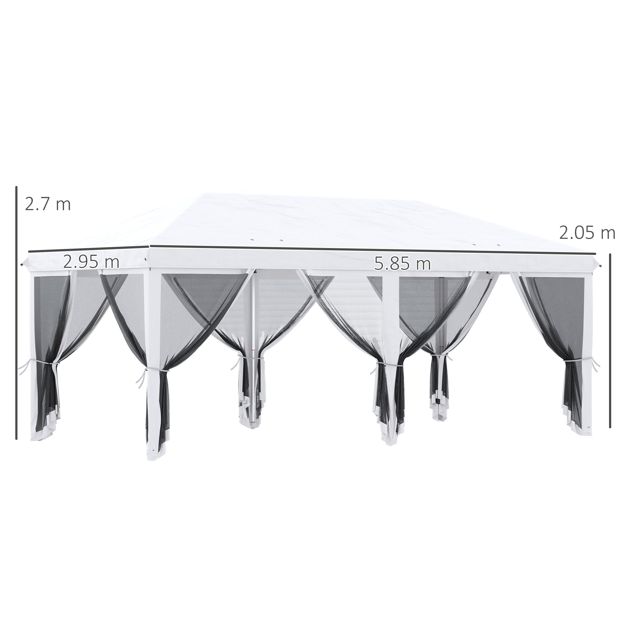 6x3m Folding Gazebo in Steel with 6 Mosquito Net Curtains, Cream Color - Borge' Group Limited