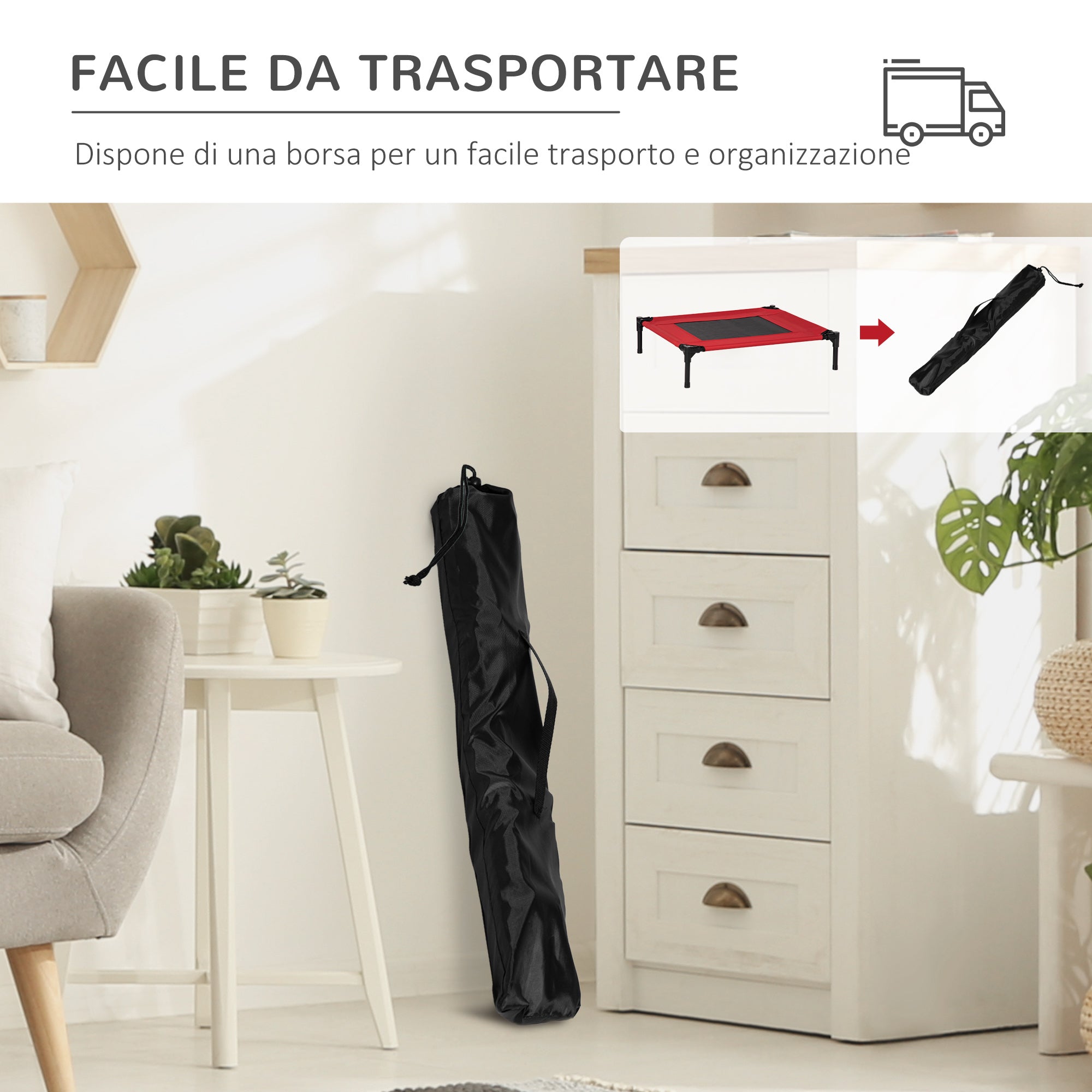 Summer Dog Bed for Dogs up to 18kg Outdoor and Indoor Pet Bed 76x61x18 cm, Red - Borge' Group Limited