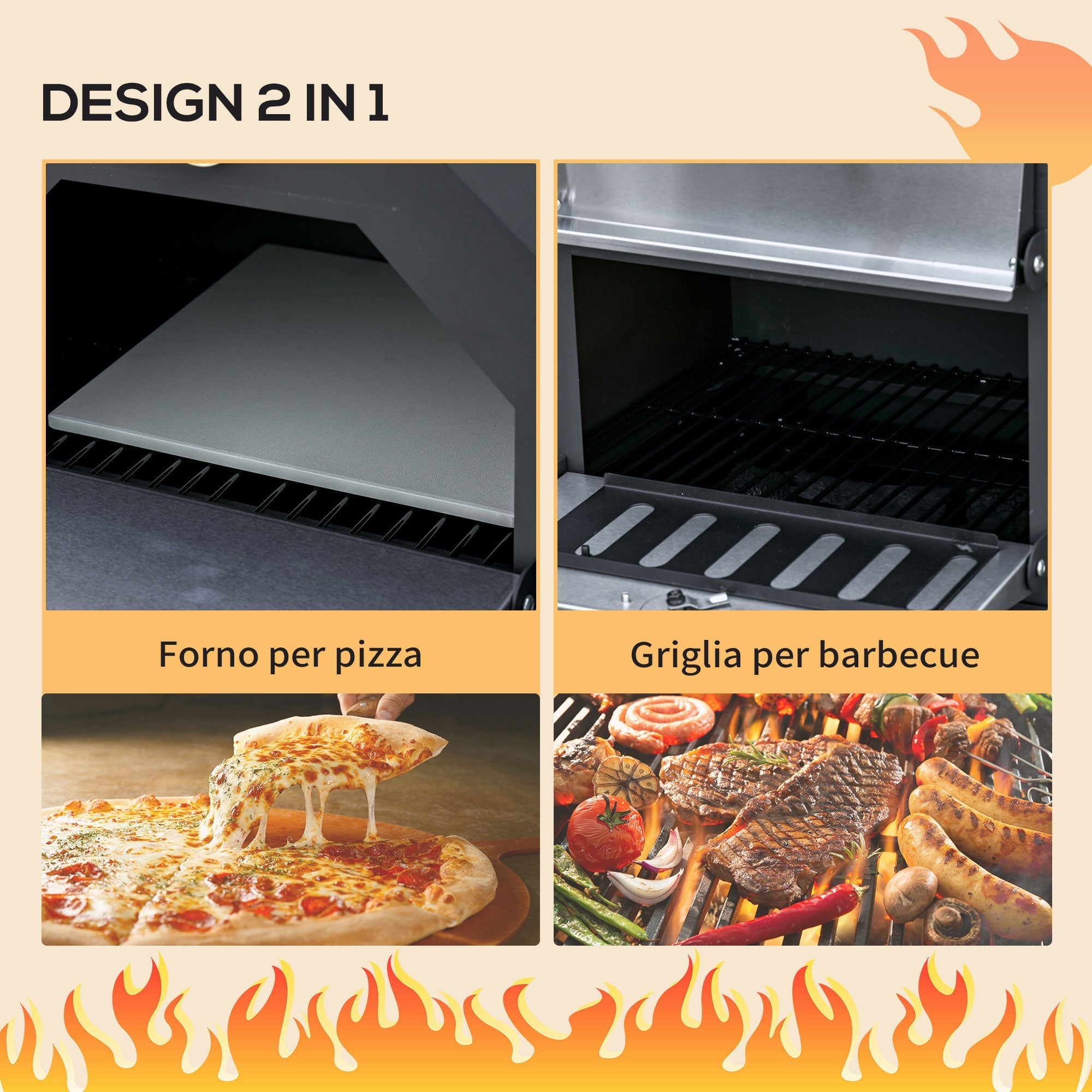 Black Outdoor Pizza Charcoal Oven - Borge' Group Limited