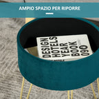 round stool with green velvet container and gold 36x36x45cm - Borgè