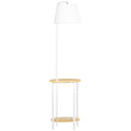 Modern Earth lamp with 2 levels table for living room and bedroom, in linen effect fabric, bamboo and steel, Ã˜37x162 cm - Borgè