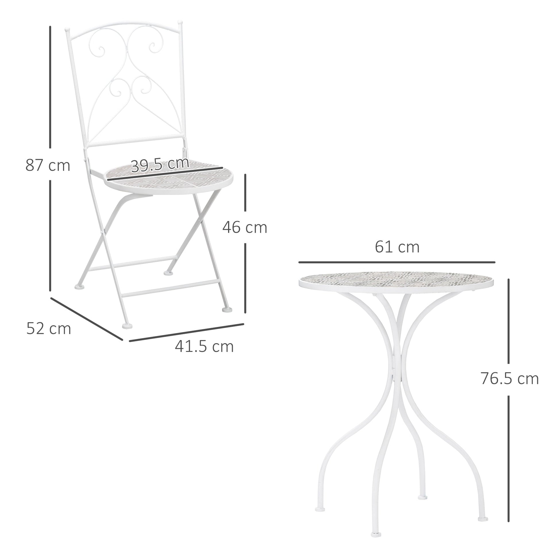 BIANCO | 3Pcs Garden Table and Chairs Set - Borgè