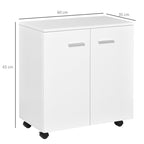 wooden cabinet with wheels and 2 doors 60x35x65cm white - Borgè