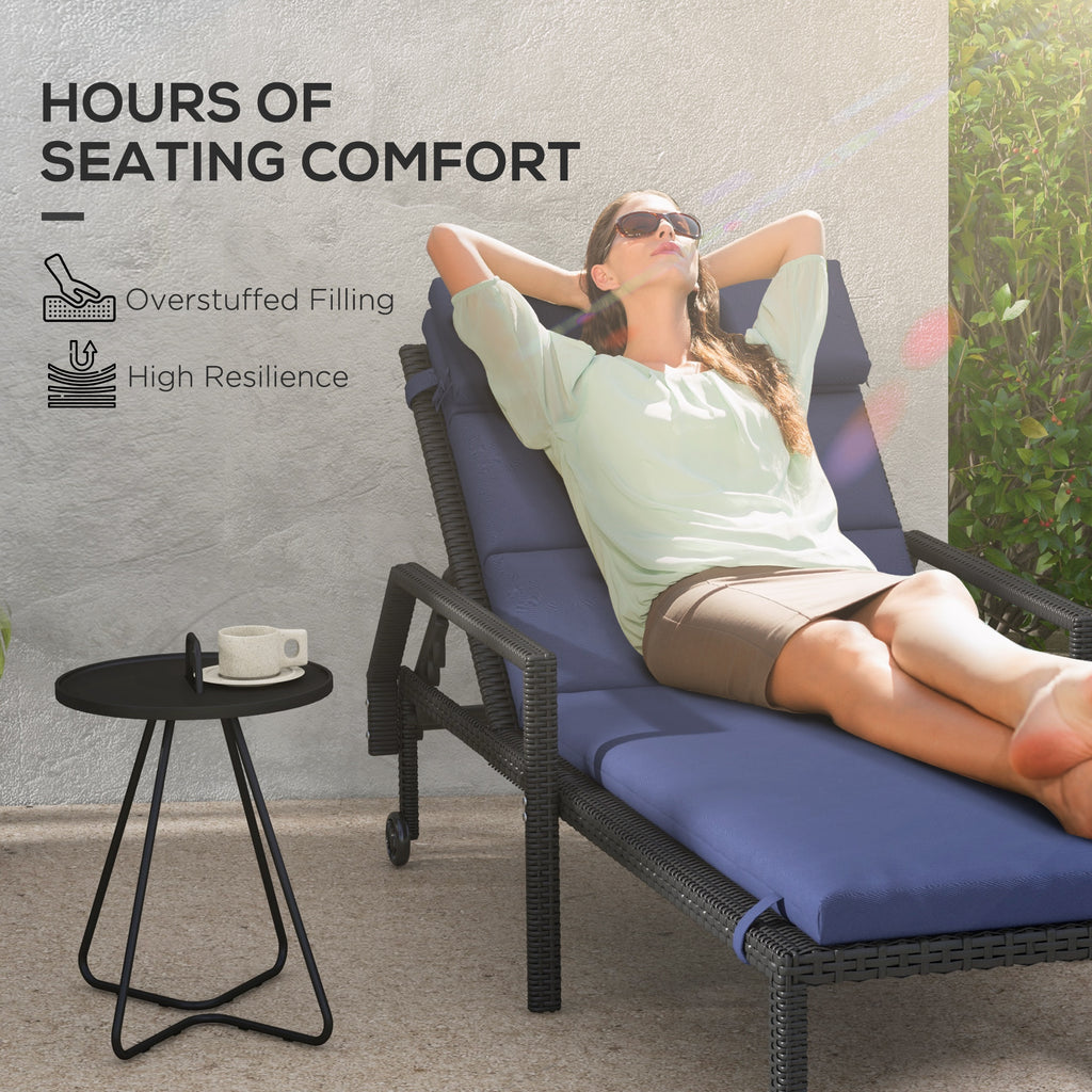 Outsunny cushion for deck chairs and sunbed bed with fixing laces, dark blue - Borgè