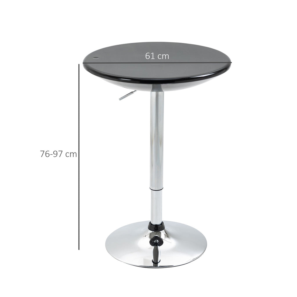 Round bar table with swivel floor, adjustable height with gas leverage and base - black - Borgè