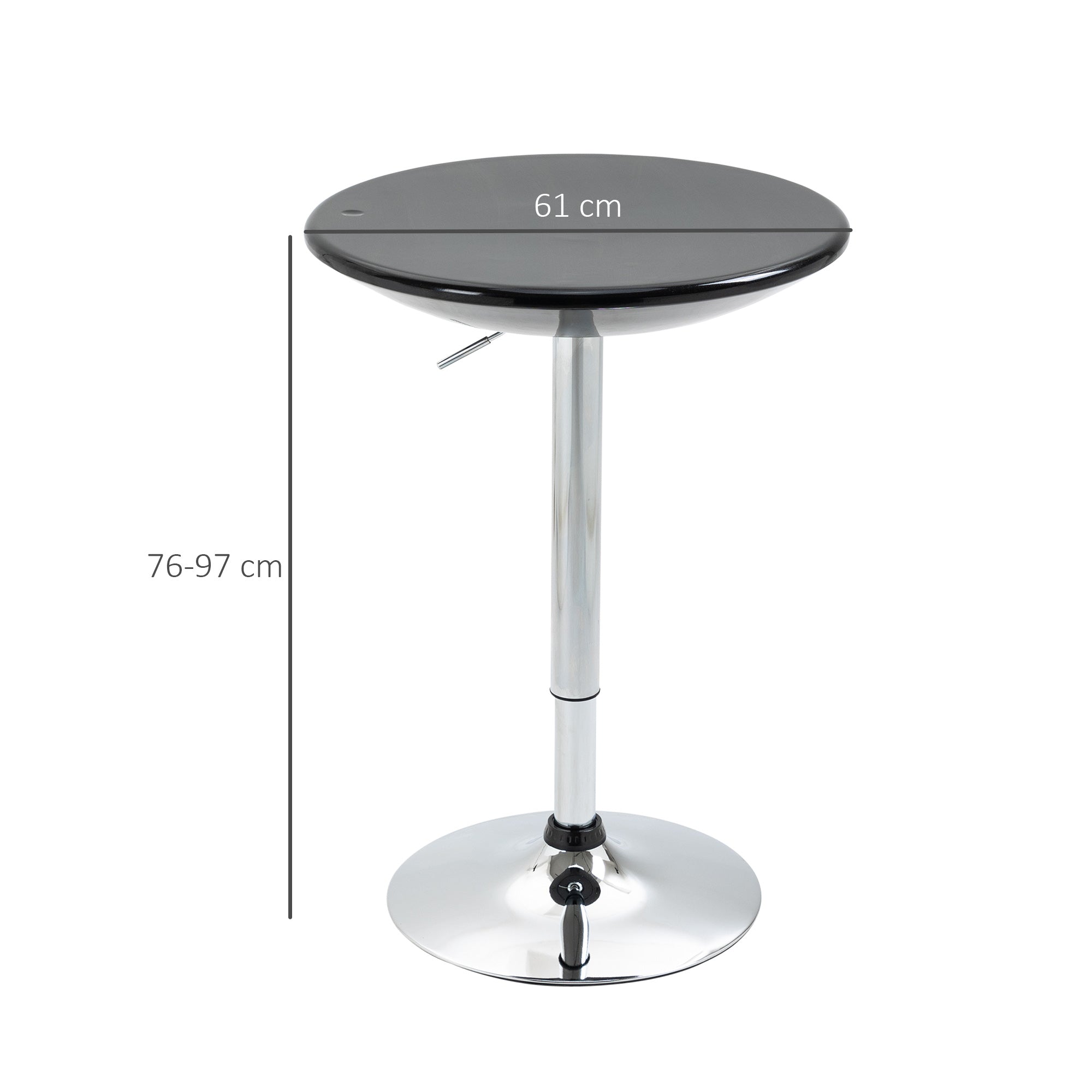 Round bar table with swivel floor, adjustable height with gas leverage and base - black - Borgè