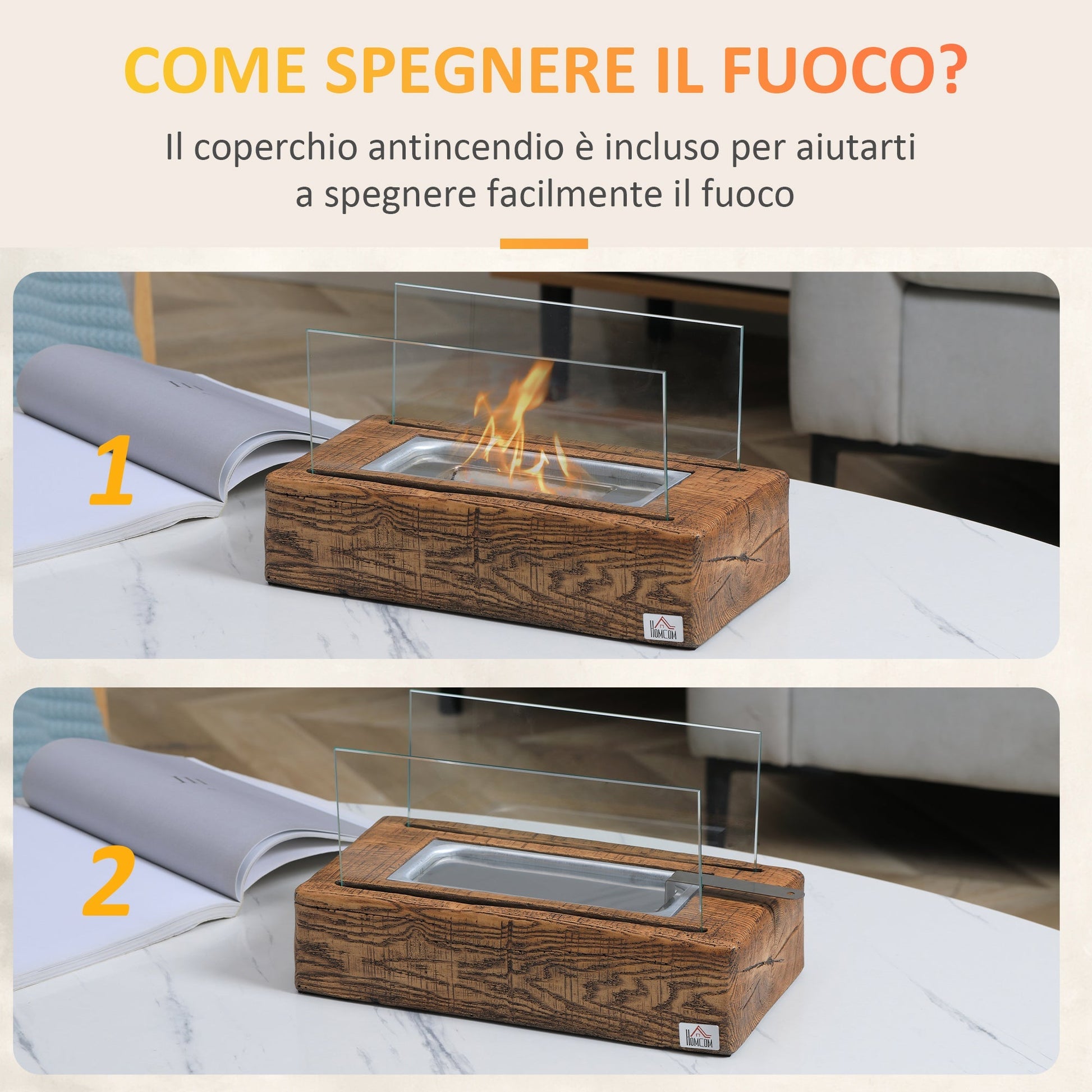 Bioethanol fireplace fireplace with 0.15l tank and autonomy 45 minutes, 33x16x18cm - Borgè