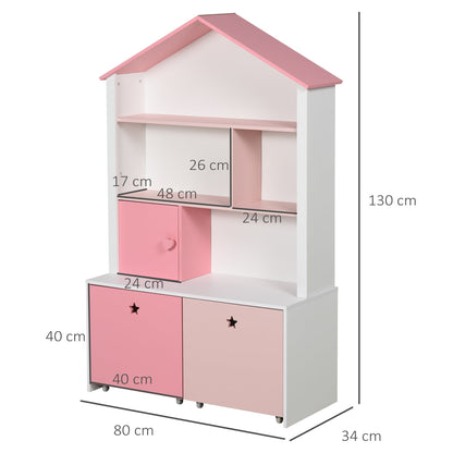 Homond bookcase Rosa Caregochi Board for children's bedroom and teenagers with 2 removable drawers, 80 x 34 x 130 cm - Borgè