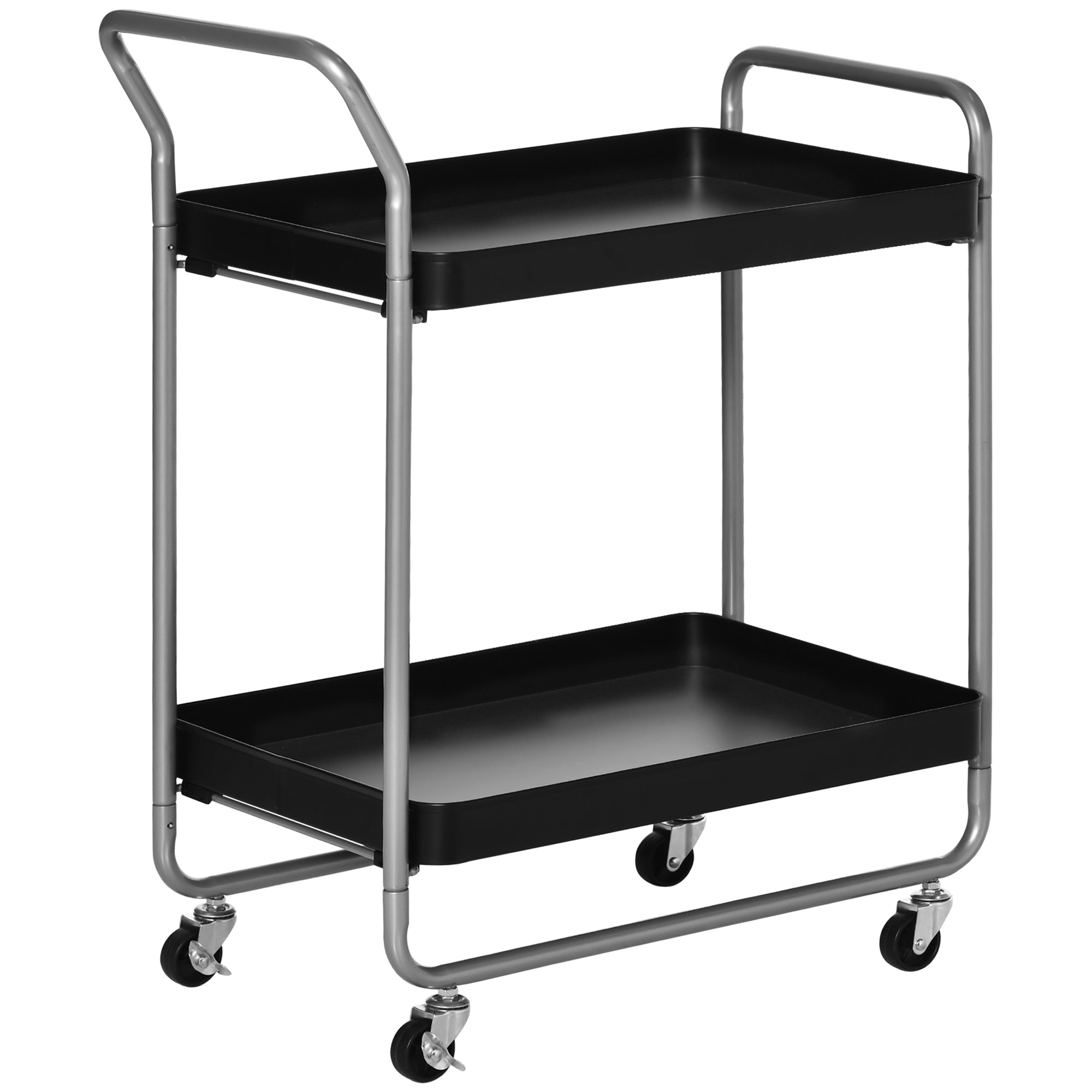 Trolley 2 levels with swivel handles and wheels, in metal, 63x40.4x83.5 cm - Borgè
