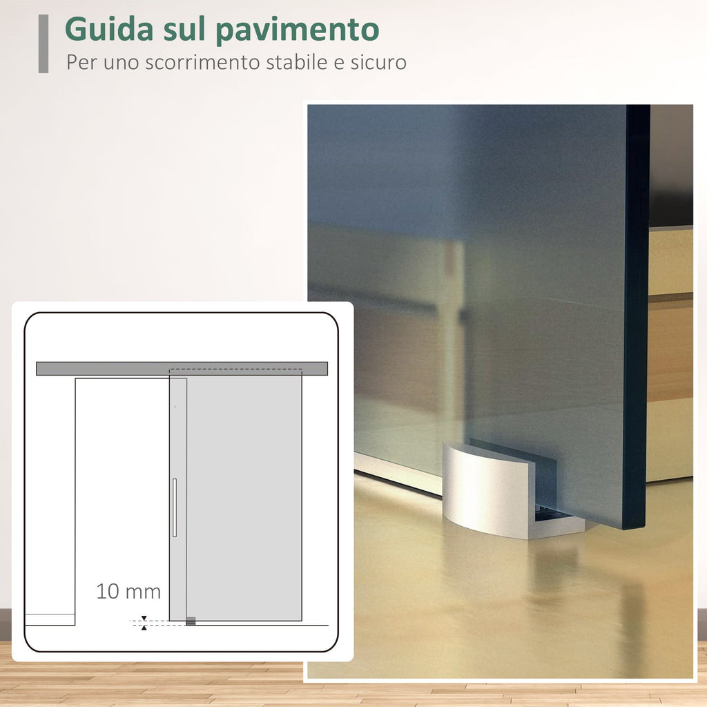 Sliding Glass Sliding Glass with 4 transparent stripes, 102.5x205cm - Borgè