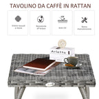 Synthetic Rattan Coffee Table, Small Outdoor Coffee Table, for Garden, Terrace Waterproof Grey 45x45x44cm - Borge' Group Limited