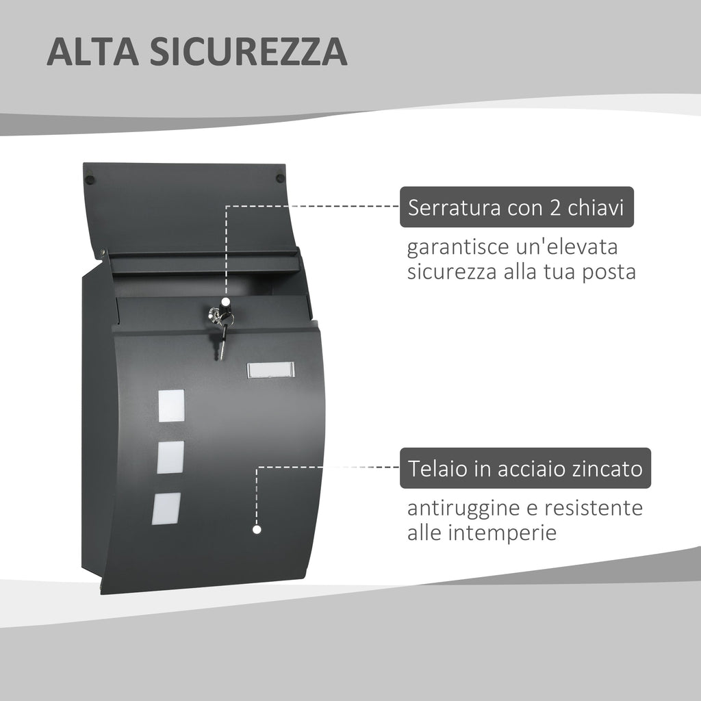 Ricurva Case in galvanized steel with 3 cracks and 2 safety keys 45x10x32 cm, Grey - Borgè