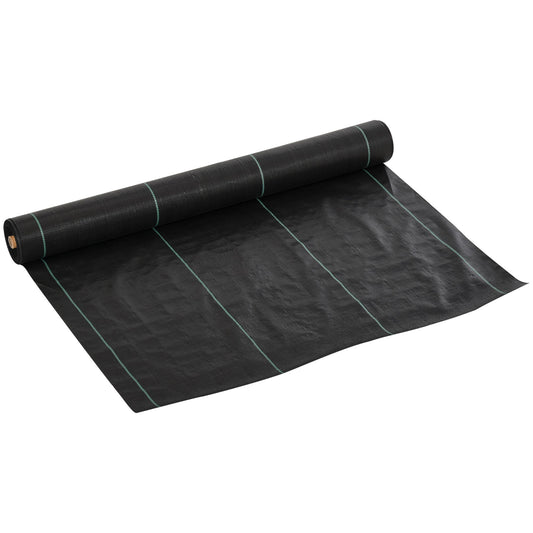 Outsunny 50x1m PP Draining and Breathable Mulch Sheet for Vegetable Garden, Greenhouse and Garden, Black - Borgè