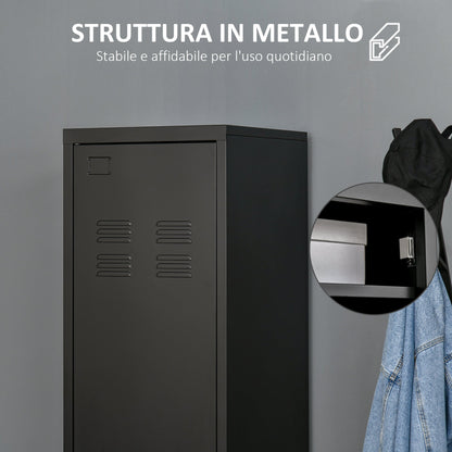 Metallic Industrial Style Cardinal to one door, multipurpose cabinet for entrance and bedroom - black - Borgè