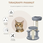 Cat Tree for cats with Scratch Pole, 40x40x225-285 cm - Borge' Group Limited