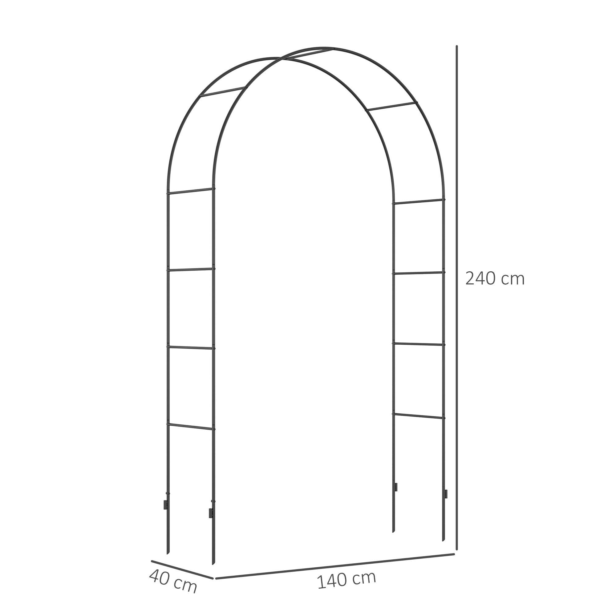 Outsunny arch for metal and outdoor metal climbing, 140x40x240cm, black - Borgè