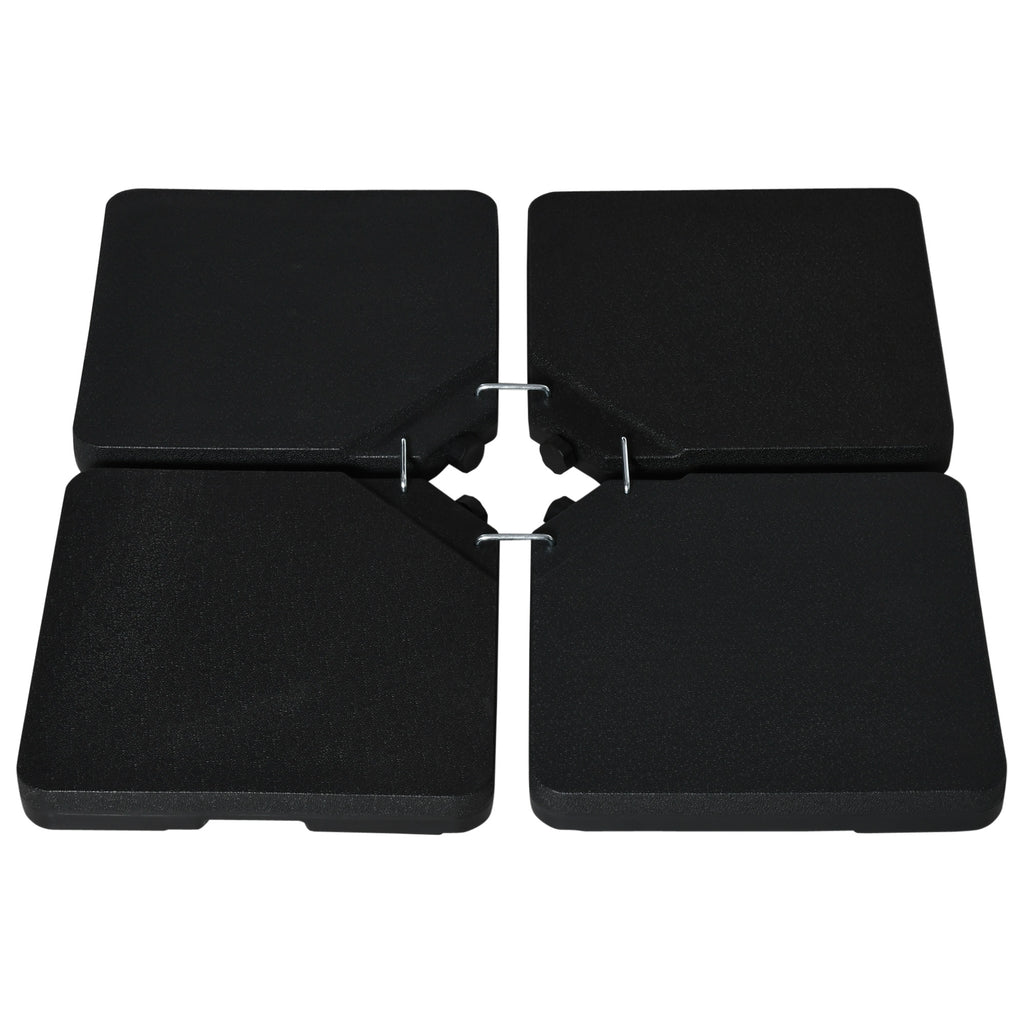 4 -piece umbrella base for umbrella filled with water or sand and connection hooks, black - Borgè
