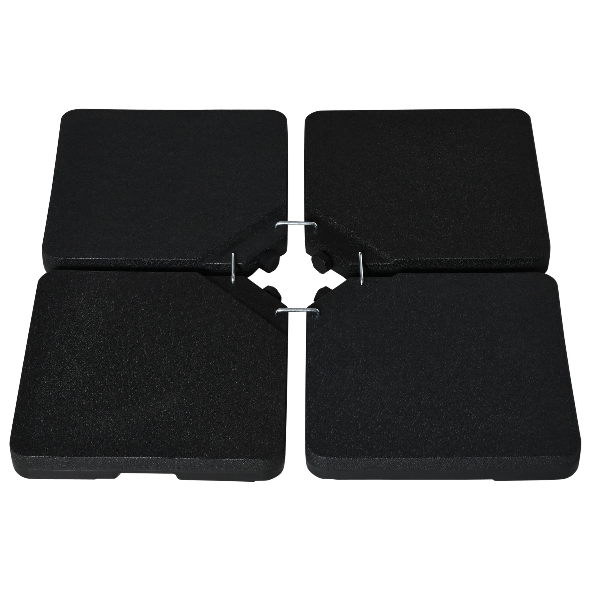 4 -piece umbrella base for umbrella filled with water or sand and connection hooks, black - Borgè