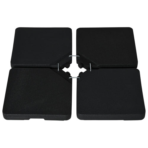 4 -piece umbrella base for umbrella filled with water or sand and connection hooks, black - Borgè