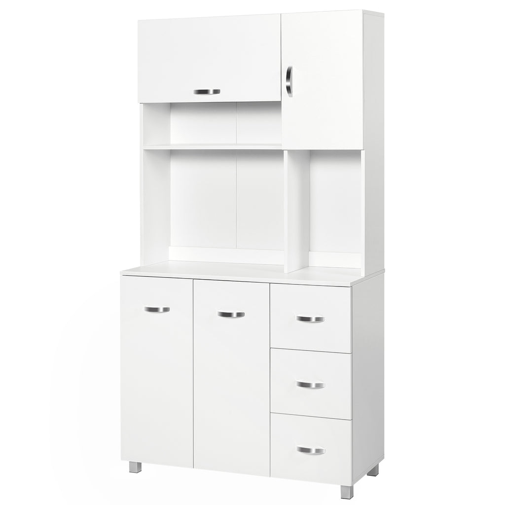 Homcom Modern Kitchen Credenza with drawers, cabinets and open shelves, 100x39.5x183.5cm, white - Borgè
