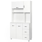 Homcom Modern Kitchen Credenza with drawers, cabinets and open shelves, 100x39.5x183.5cm, white - Borgè