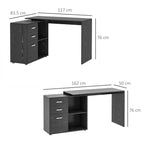 corner desk with chest of drawers, for office and house, LA, black shape - Borgè