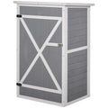 2-Tier Wooden Tool Shed with Waterproof Roof, 75x56x115cm, Grey - Borge' Group Limited