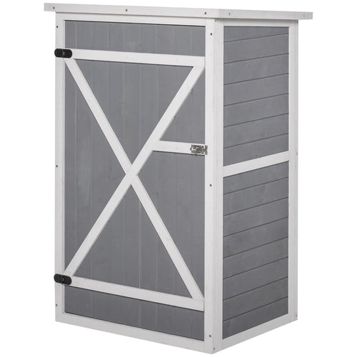 2-Tier Wooden Tool Shed with Waterproof Roof, 75x56x115cm, Grey - Borge' Group Limited
