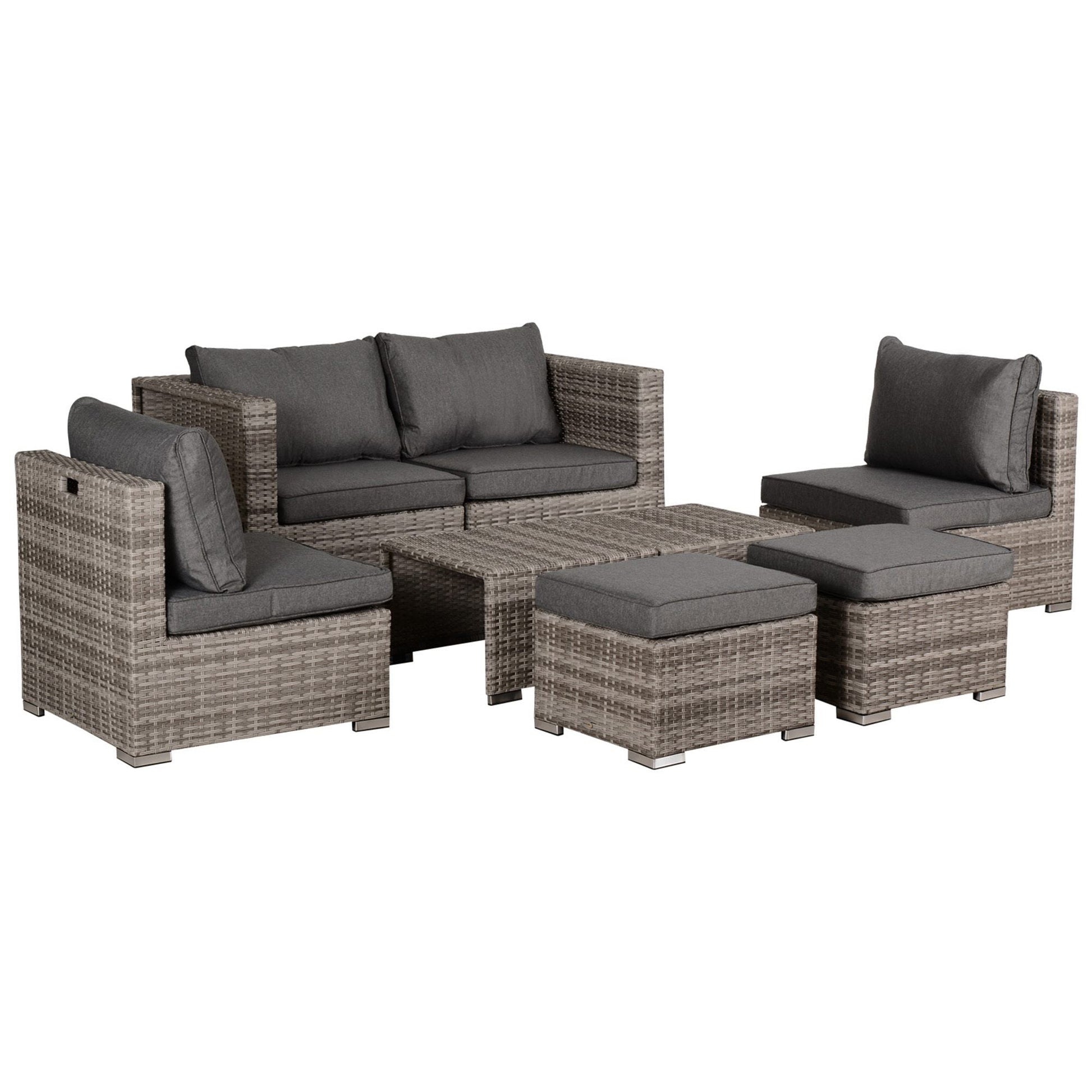 Outsunny garden living room in pe rattan 8 pieces with Grey aluminum structure - Borgè