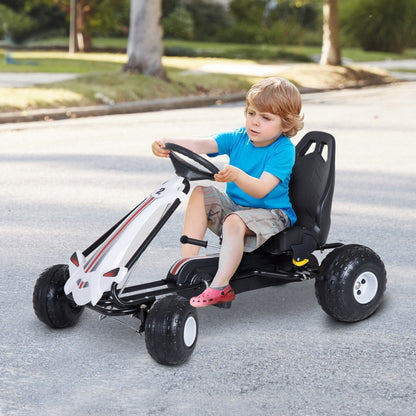 Go Kart with Pedals for Children 3-6 Years with Adjustable Seat, Plastic and Iron, 101.5x65.5x59.5 cm, Black and White - Borgè