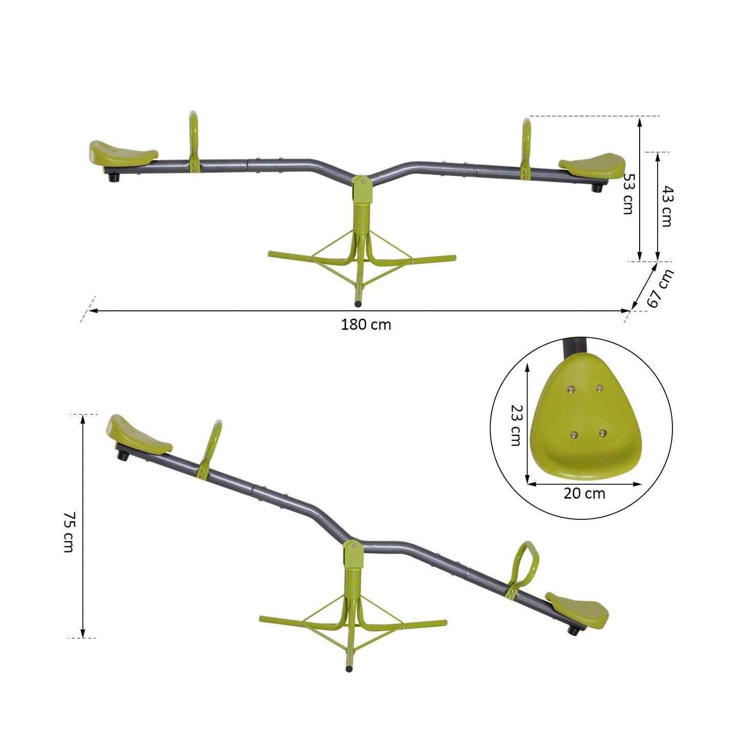 swallowing and rotating garden for children in metal, green and Grey children